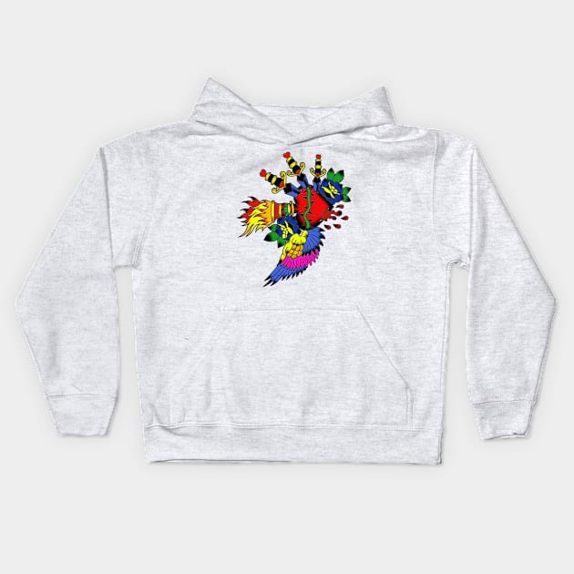 Winged Sacred Heart Kids Hoodie by APOCALYPTIK